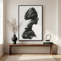 Modern Framed Black and White Abstract Wall Art, Minimalist Elegant Canvas by Cuspin