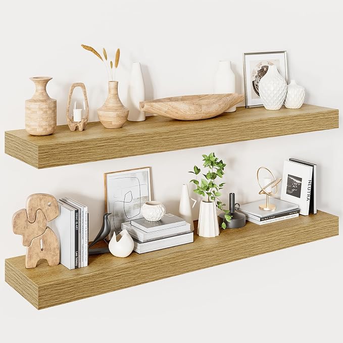 Heimlove Floating Shelves for Wall Set of 2, 9.3" Deep Wall Shelves, 39.4" W x by Heimlove