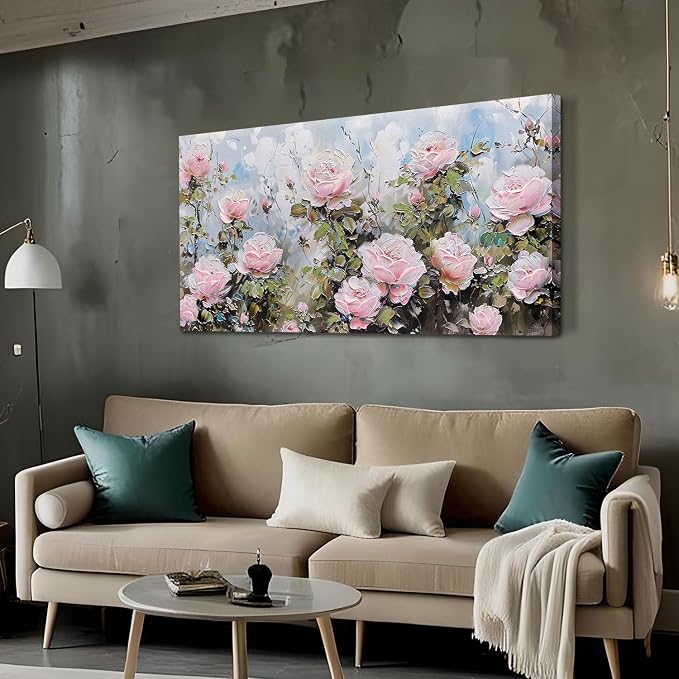 Ardemy Flower Wall Art Canvas Art Wall Decor, Floral Painting Textured Picture by Ardemy