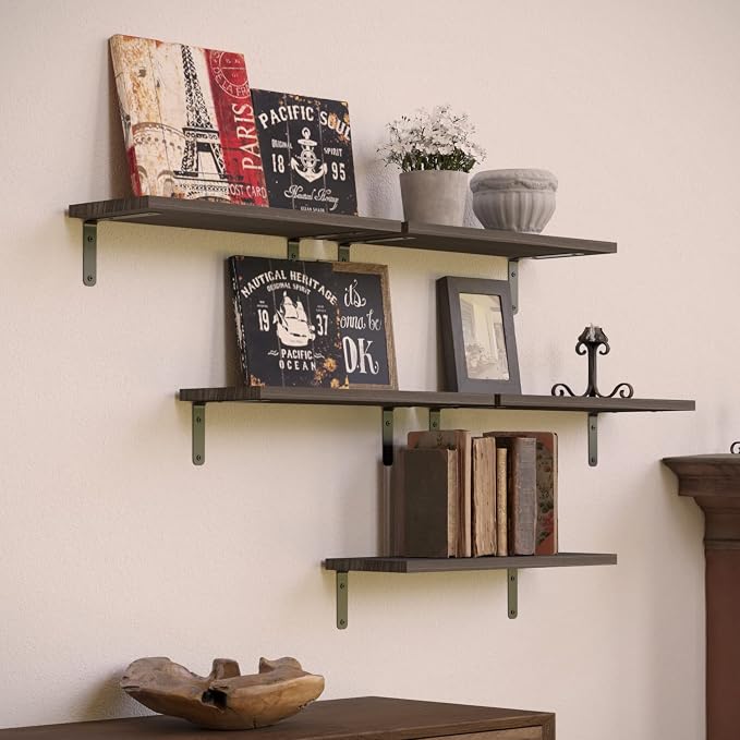 RICHER HOUSE Floating Shelves for Wall Décor, Rustic Wood Wall Mounted Shelves - Image 5
