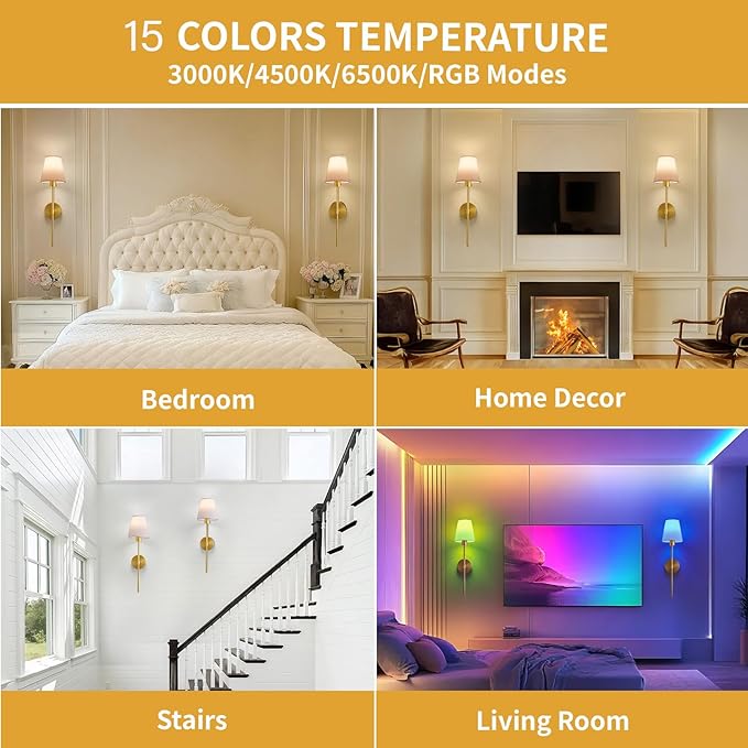 Battery Operated Wall Sconce Set of 2, Cordless Wall Lamps - Image 7