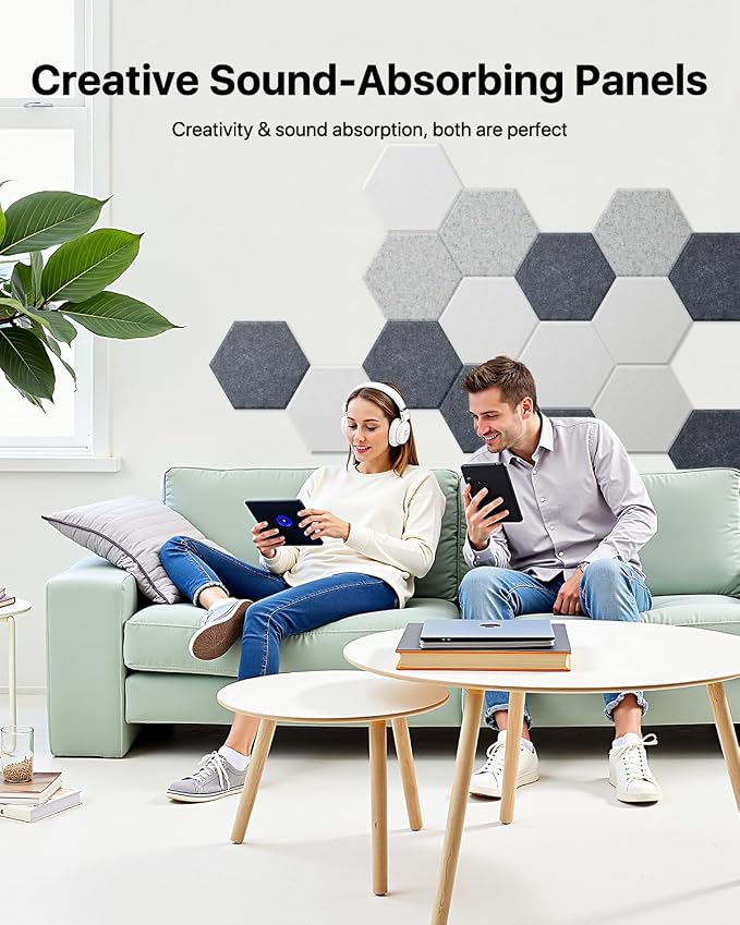 Soundsbay Acoustic Panels, 18 Pack Hexagon Soundproof Wall Panels High Density - Image 6