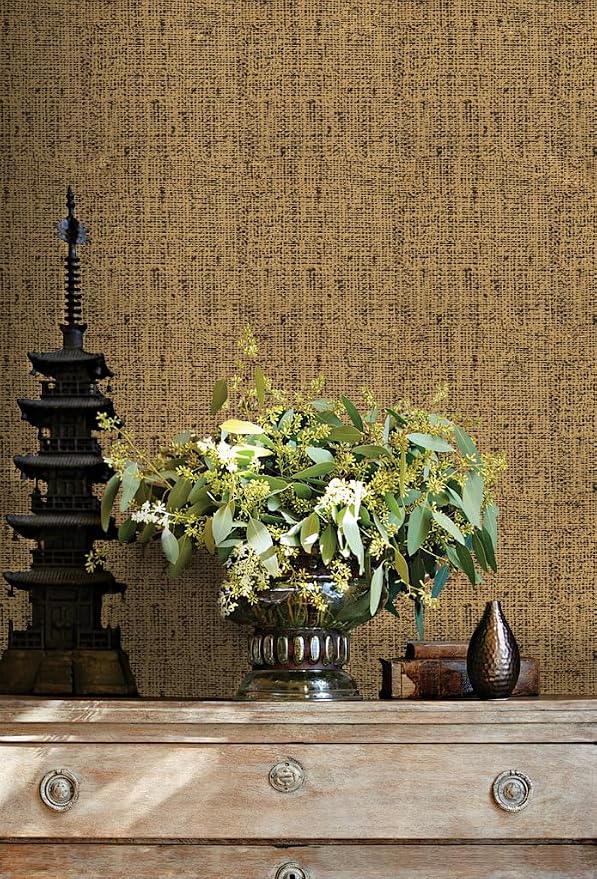 Brown Grasscloth Peel and Stick Wallpaper Textured Contact Paper - Image 4