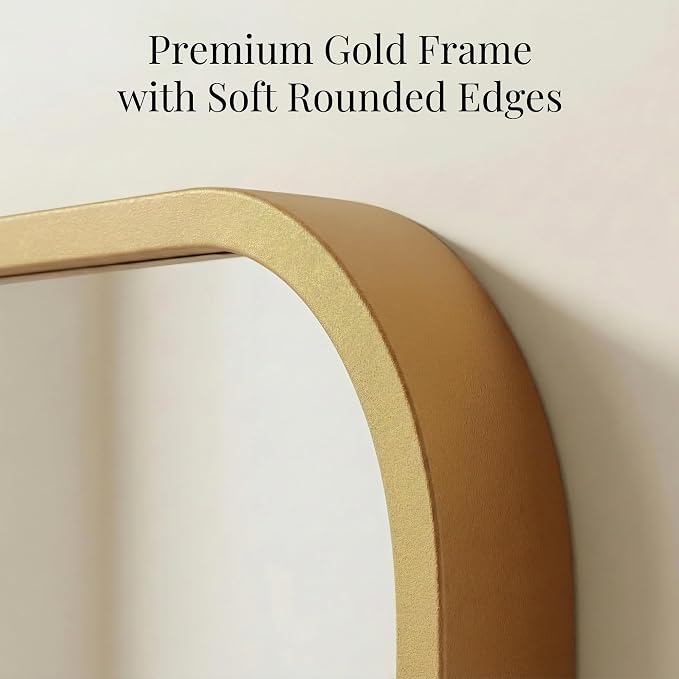 24x36 Inch Matte Gold Bathroom Vanity Mirrors | Flush Mount Deep Set Metal Wall - Image 4