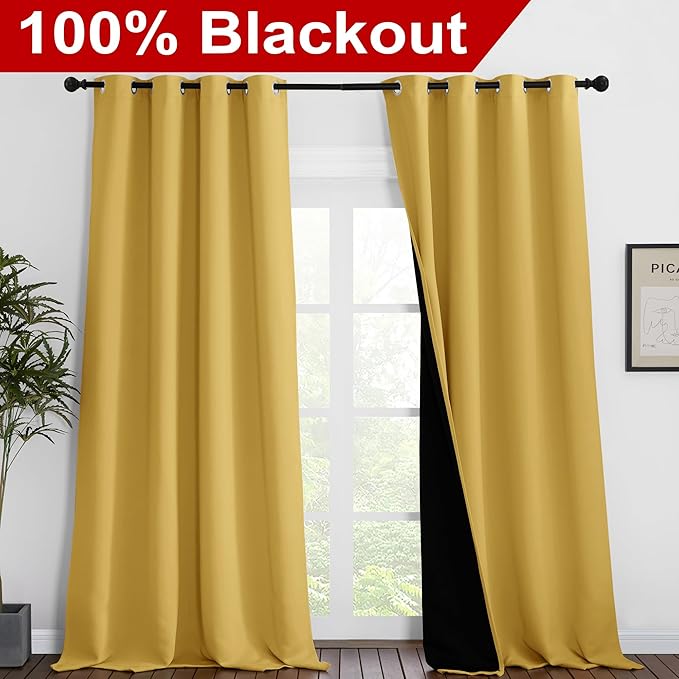 NICETOWN 100% Blackout Blinds, 52 inches x 120 inches, Laundry Room Decor - Image 2