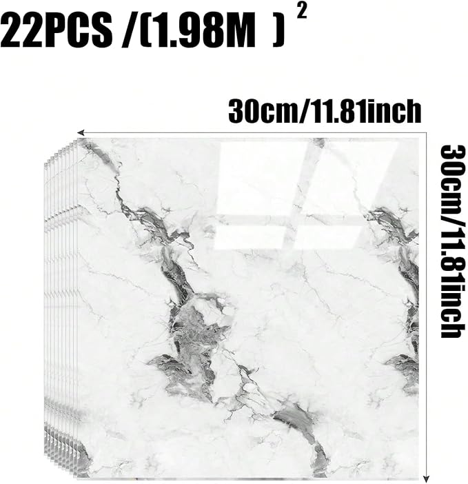 Chejiaye 22pcs Marble Peel and Stick Backsplash Waterproof Washroom Wall Panels - Image 4