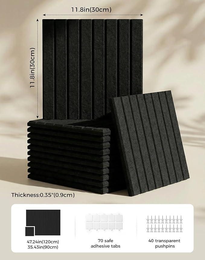 Aothia 12-Pack Felt Bulletin Board Tiles 48"x36", Modular Pin Board - Image 2