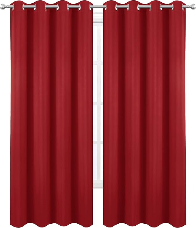 LEMOMO Blackout Curtains 66 x 84 inch/Bright Red Curtains Set of 2 - Image 2