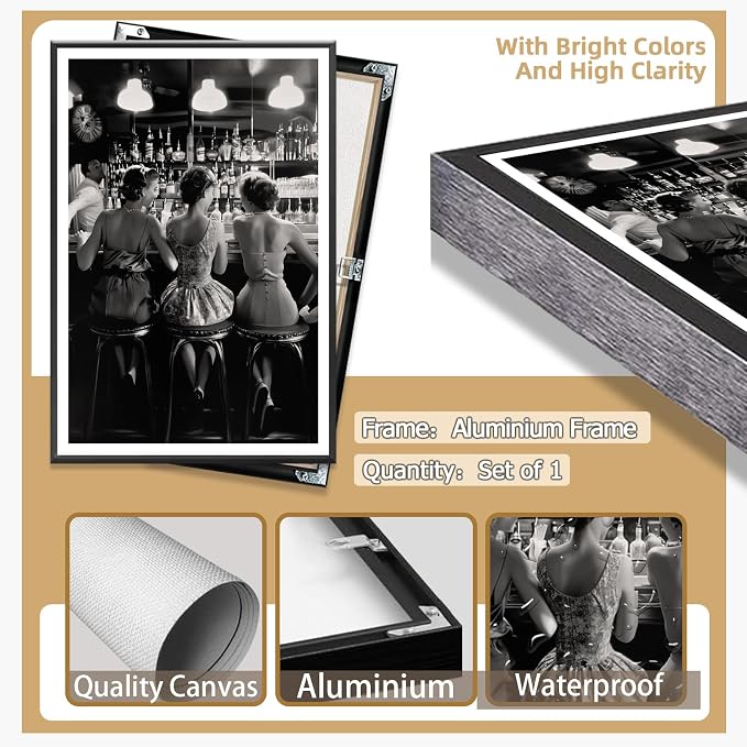 Vintage Black and White Posters Trendy Women Drink Cocktail Wall Art Funky - Image 7
