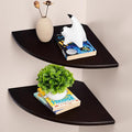 Gieanoo Floating Corner Shelves Set 2 16inch Walnut Solid Oak Rounded Corner by GIEANOO