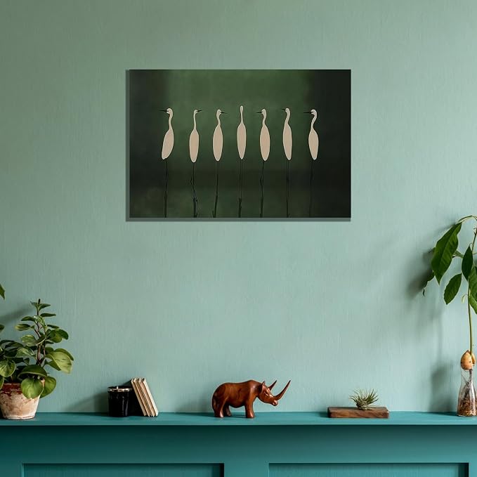 ALMLZL Egret Canvas Wall Art Elegant White Birds Heron Poster Minimalist - Image 7