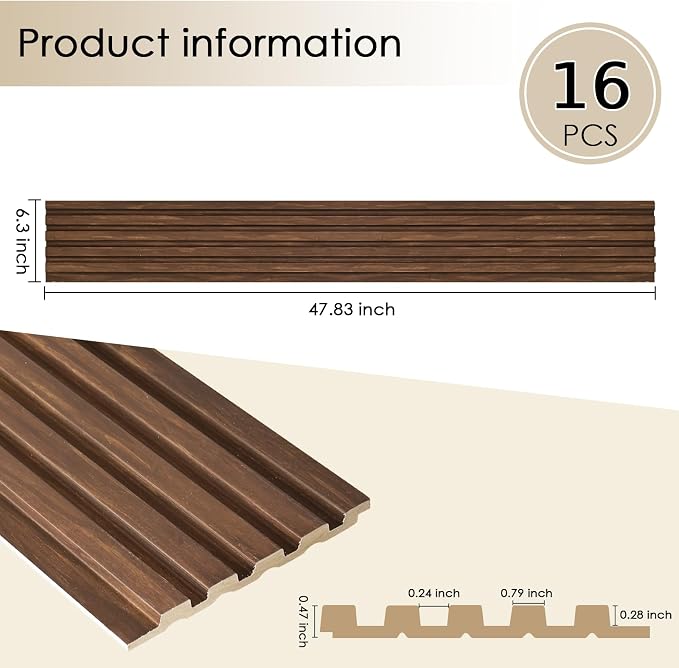 16-Pack 3D Slat Wall Panels, Easy-Install Soundproof Faux Wood Wall Panels - Image 2