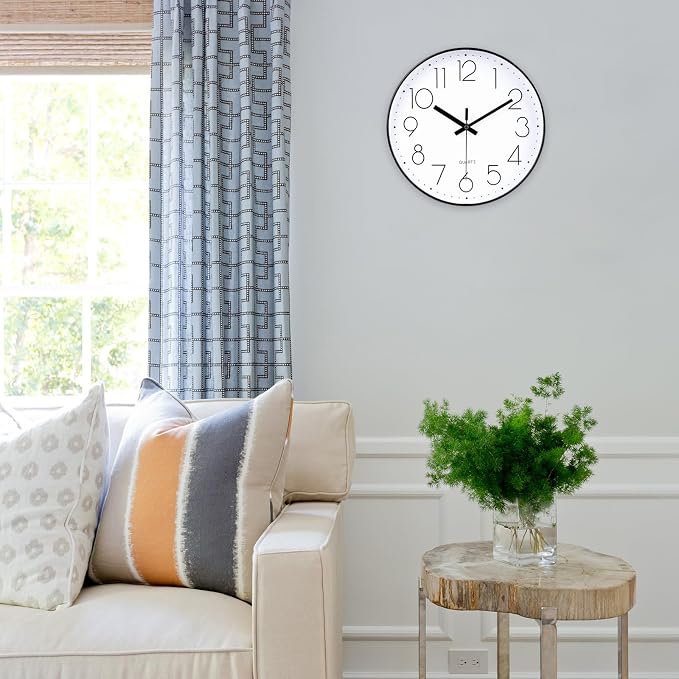 8 Inch Small Black Wall Clocks Silent Non Ticking Battery Operated - Image 2