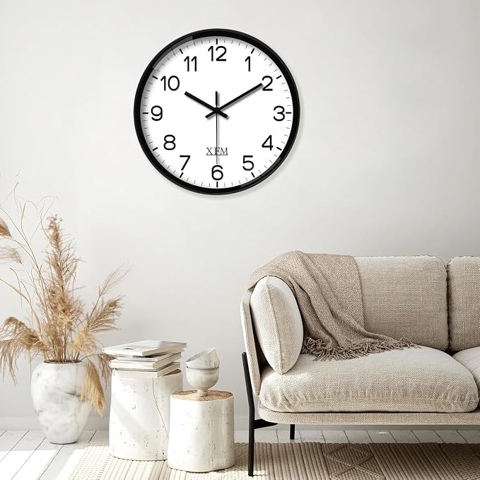 XFM Large Wall Clock Black Silent Wall Clocks Battery Operated 16 Inch Modern - Image 5