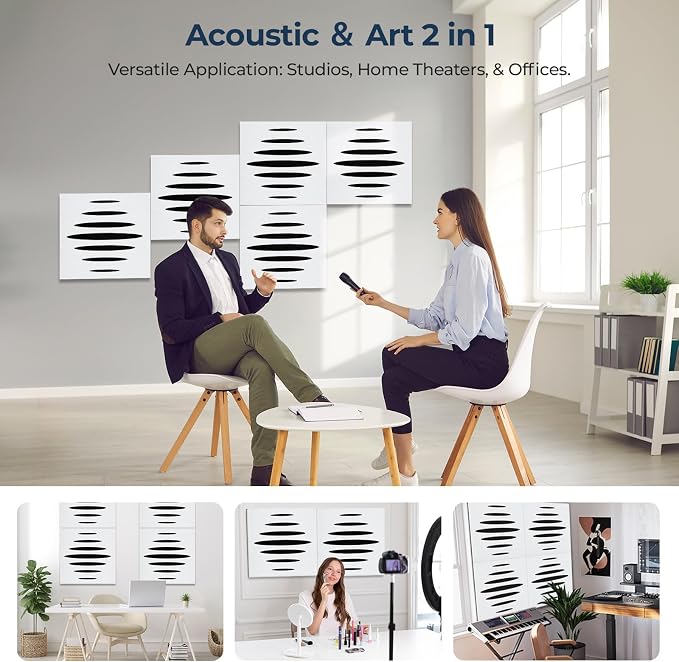 6 Pack Acoustic Wall Panels Self-Adhesive, 23.6" x 23.6" x 0.5" Acoustic Panels - Image 4