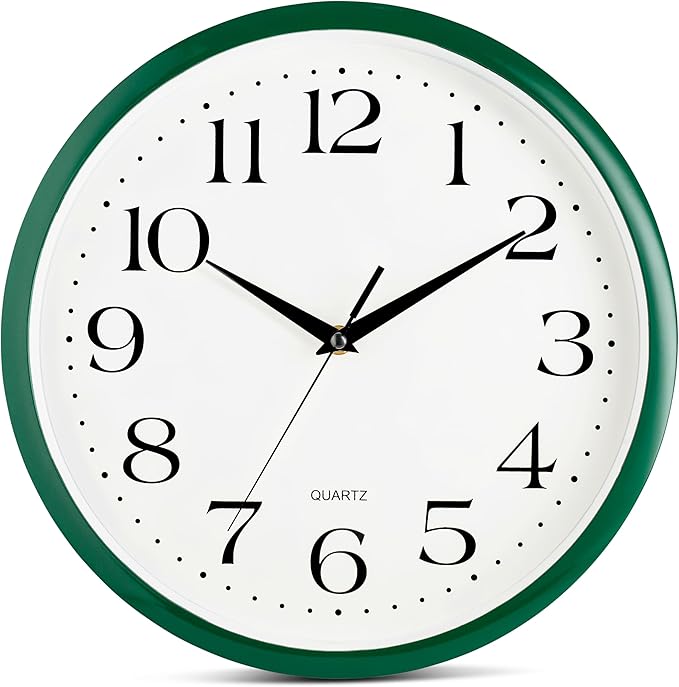 Bernhard Products Hunter Green Wall Clock Silent Non Ticking by BernhardProducts