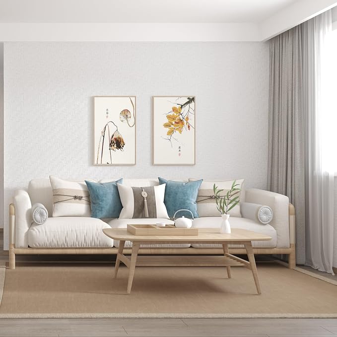 Haimin Fabric Wallpaper Textured Contact Paper Grasscloth Wallpaper Peel and - Image 4