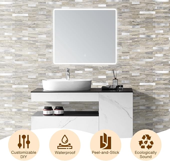 Peel and Stick Backsplash Tile Waterproof Removable PVC Wall Sticker 3D Faux - Image 8