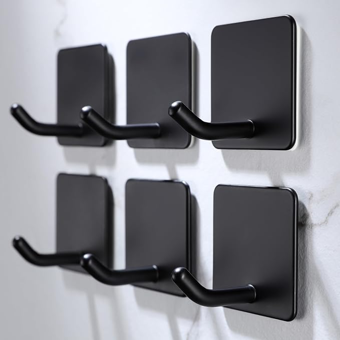DELITON 6 Pack Towel Hooks for Hanging, Adhesive Hooks Stick on Wall for - Image 2