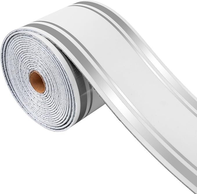 Thick Peel and Stick Baseboard Trim, 3.93" x 196.8" Wallpaper Borders, PVC+XPE by PGVALXOR