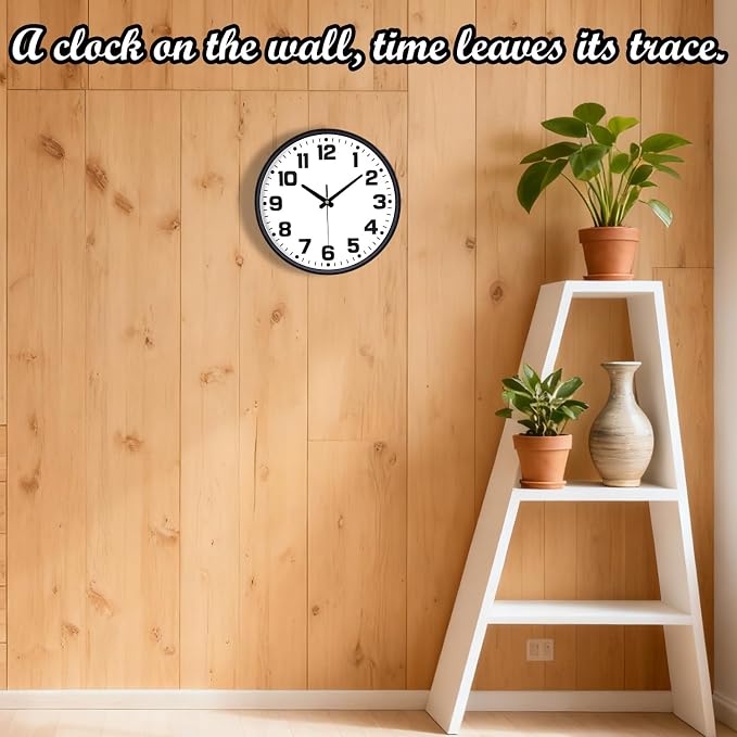 Modern Silent Wall Clock, 12 Inch Non-Ticking Battery Operated Clock, Round - Image 2
