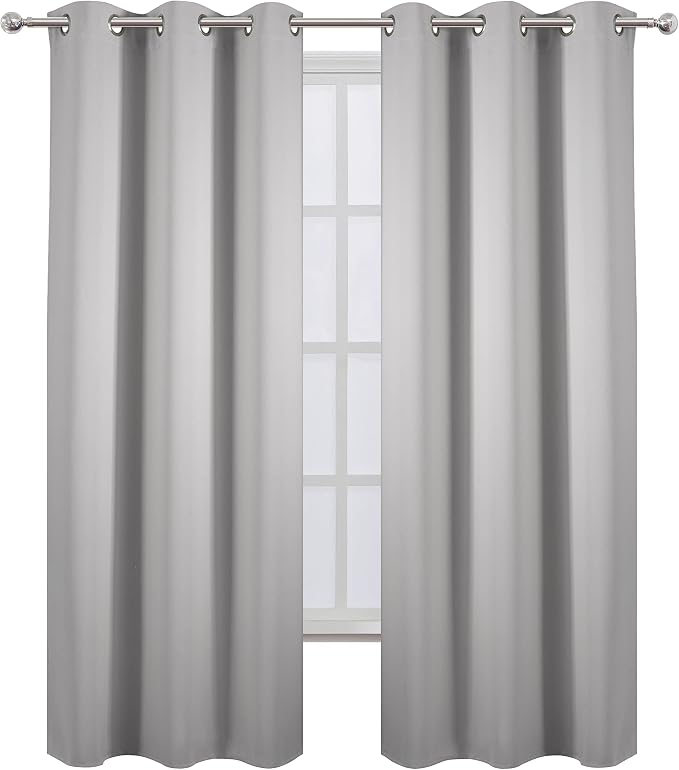 LEMOMO Light Grey Blackout Curtains 34 x 84 Inch Length/Set of 2 Curtain by Lemomo
