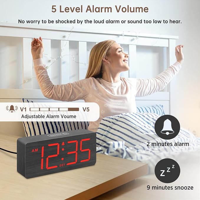 DreamSky Wooden Digital Alarm Clock - Image 3