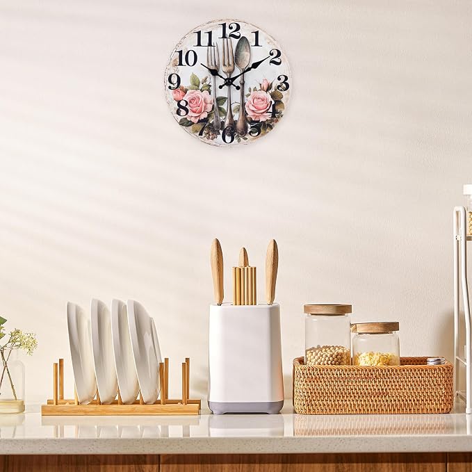 Kitchen Wall Clock, Vintage Floral Wall Clocks - Image 3