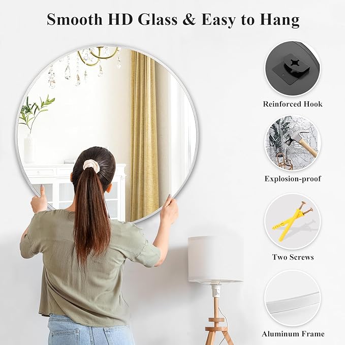 Fabuday Silver Round Mirror 28 Inch - Image 6