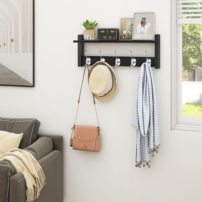 Homode Wall Coat Rack With Shelf, Wood Entryway Hanger With Hooks, Small - Image 7