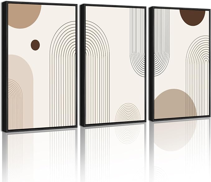 PHOPAGO Boho Wall Art Minimalist Bohemain Framed Wall Printing 11x14in Abstract by PHOPAGO