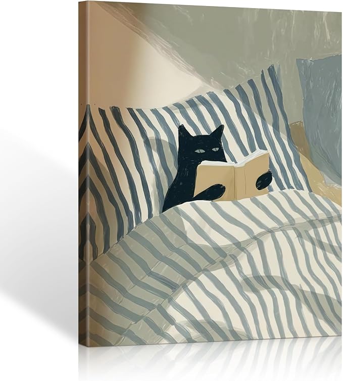 ALMLZL Funny Reading Cat Wall Art Motivational Animal Reading Canvas Poster by ALMLZL