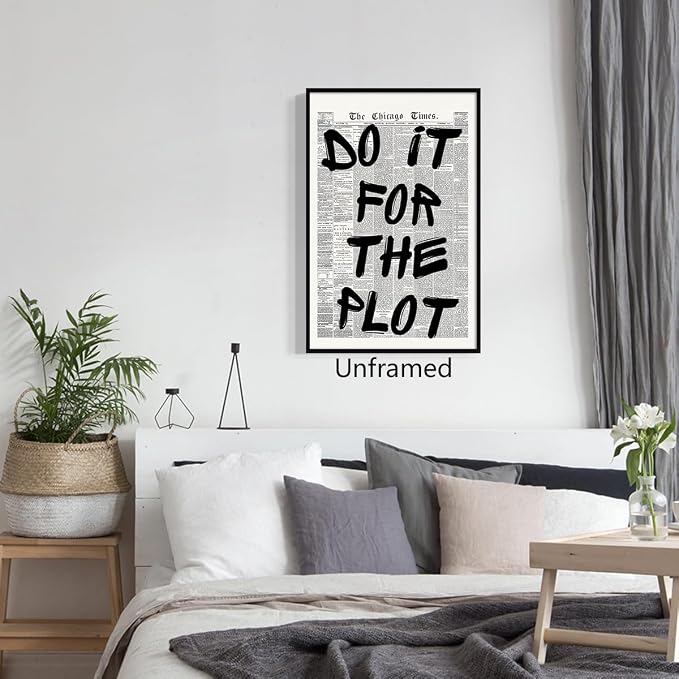 Enlaizhude Do It For The Plot Quote Poster, Vintage Black White Newspaper - Image 6