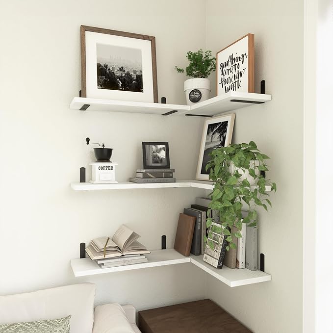 WOPITUES White Floating Shelves Set of 6, Wood - Image 5