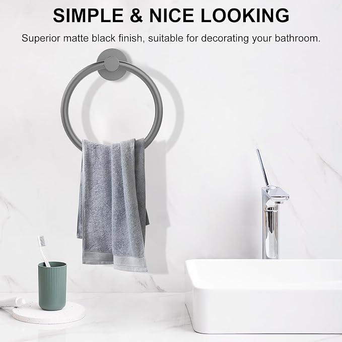 SetSail Towel Holder for Bathroom Wall Mounted Screw-in Towel Ring Stainless - Image 3