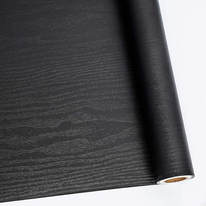 Abyssaly Black Wood Peel and Stick Paper 11.78" X 394" Decorative Self-Adhesive by Abyssaly