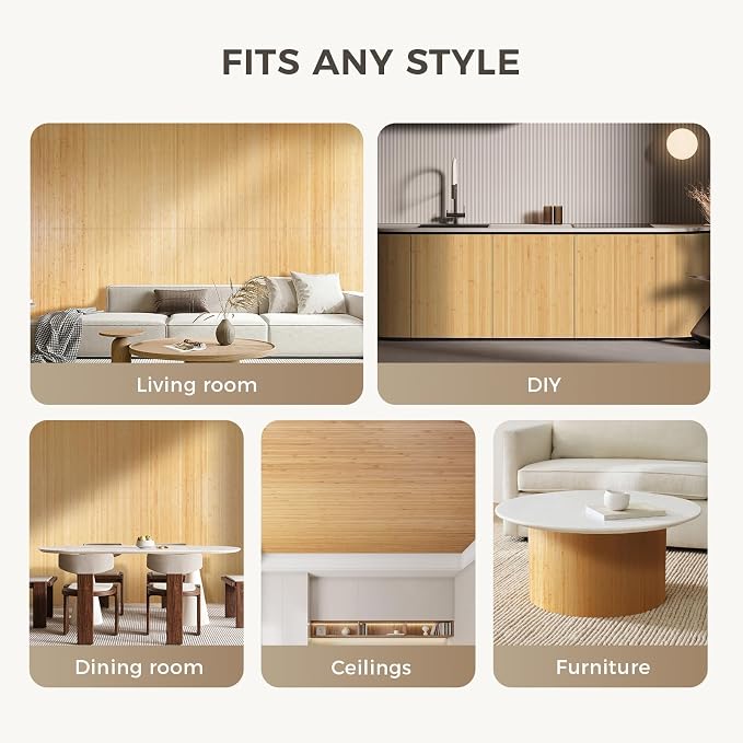 OUZUGIE 2 Pack 96x48 Inch Natural Bamboo Wall Panel – Carbonized Pole Wrap - Image 4