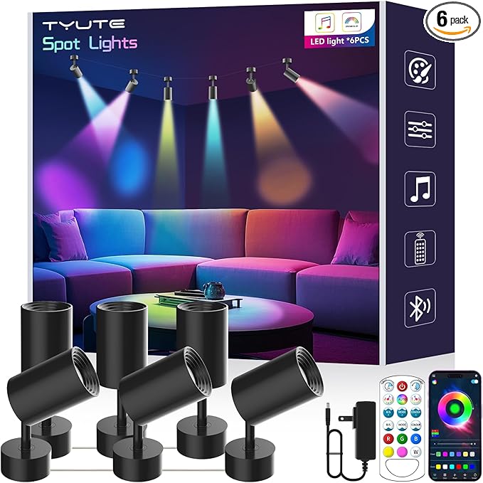 Tyute LED Spot Lights Indoor, RGB Color Changing Uplighting by TYUTE