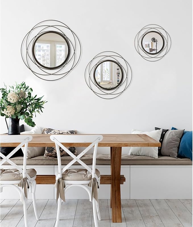 Wall Mirror Mounted Small Round Decorative Mirrors, Circle Metal Art Mirror Home - Image 6