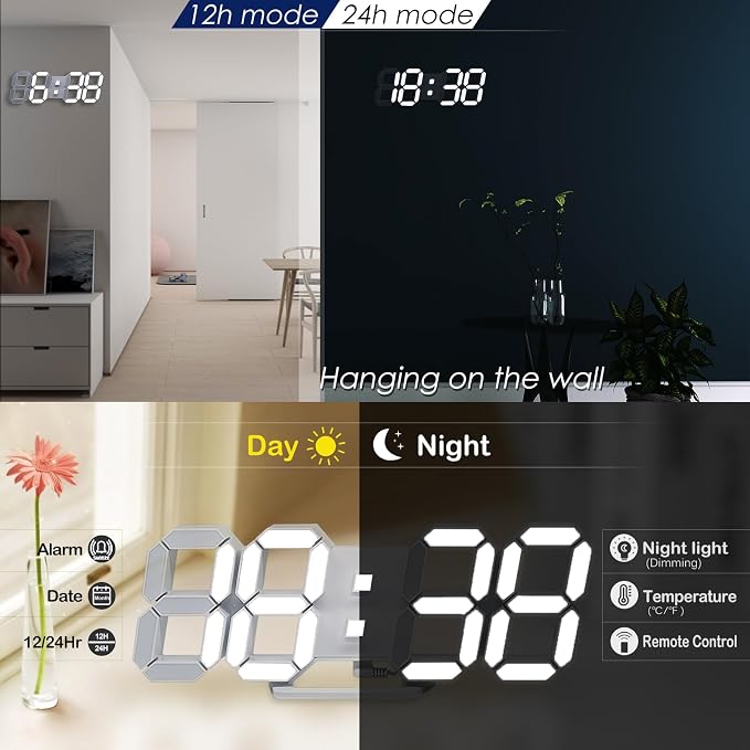 KOSUMOSU Wall Clock 15" 3D LED Digital Clock - Image 5