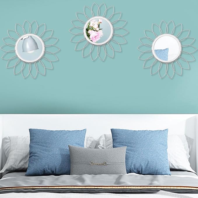 3 Pack Metal Mirrors for Wall Sunburst Wall Mirrors Home Décor Decorative - Image 7