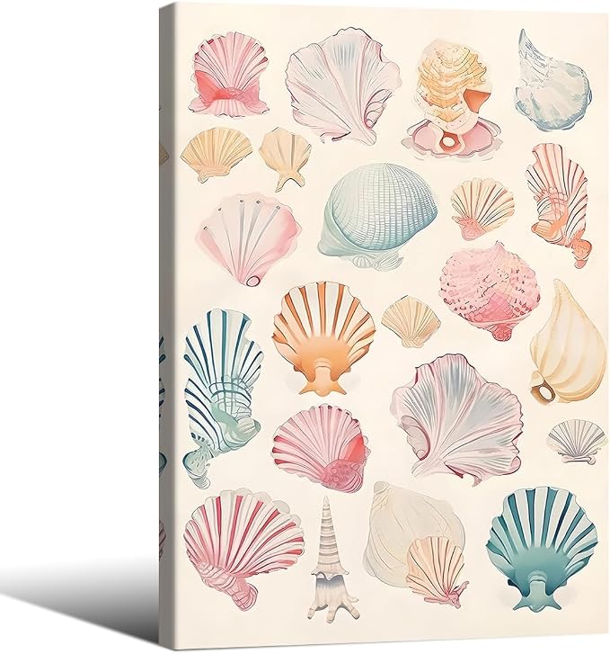 Pink Seashell Posters Coastal Cowgirl Canvas Wall Art Beach House Starfish by Unknown