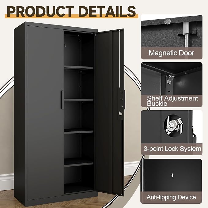 GREATMEET Metal Garage Storage Cabinets, Utility Cabinet - Image 5