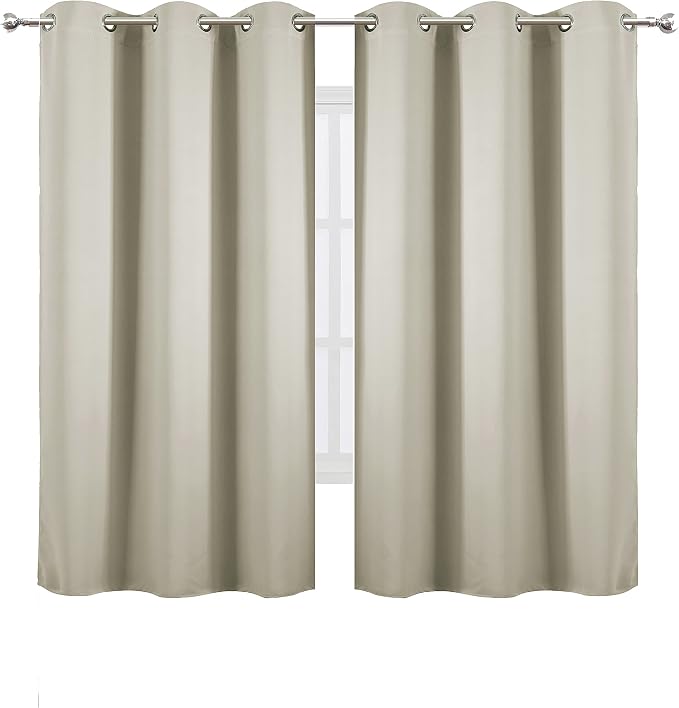 LEMOMO Light Beige Blackout Curtains 40 x 63 Inch Length/Set of 2 Curtain - Image 2