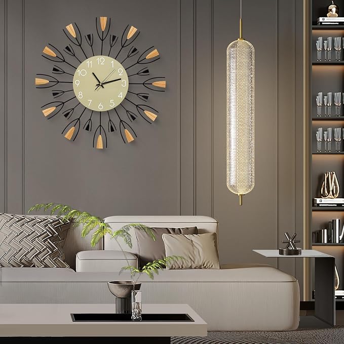 24 Inch Large Modern Wall Clock – Mid Century Sunburst Decorative Silent - Image 3