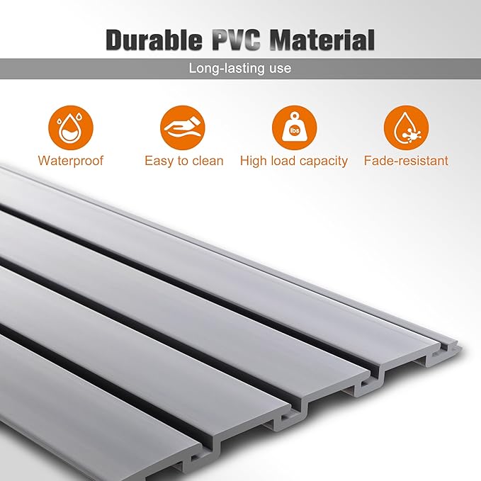 Slatwall Panel 4x2FT PVC Slat Wall Panels Garage Slat Wall Organizer Heavy Duty - Image 4