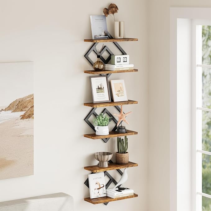 ELYKEN Floating Shelves for Wall, 2-Tier Wall Mounted Storage Shelves for Books - Image 8