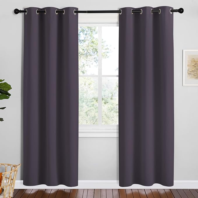 NICETOWN Greyish Purple Blackout Curtains 72 inches Length by NICETOWN