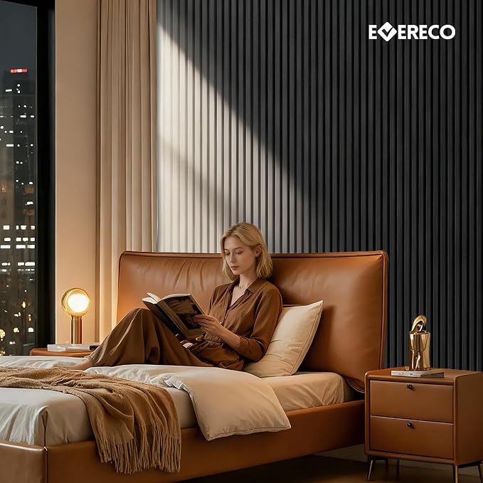 EVERECO 6 Pack Wood Slat Acoustic Wall Panels 92.5" × 7.87", 3D Sound Absorbing - Image 8