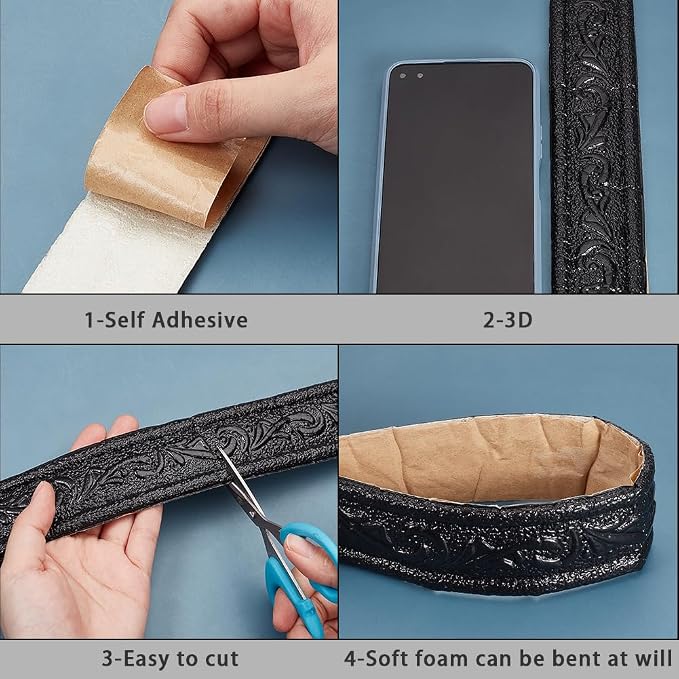 CRASPIRE 90x1.8in Peel Stick Foam Molding Black Baseboard Trim Self Adhesive - Image 5